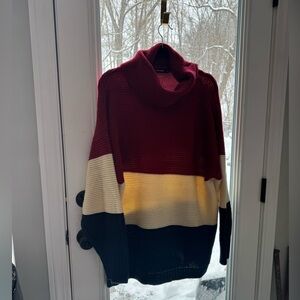 Striped color block acrylic sweater